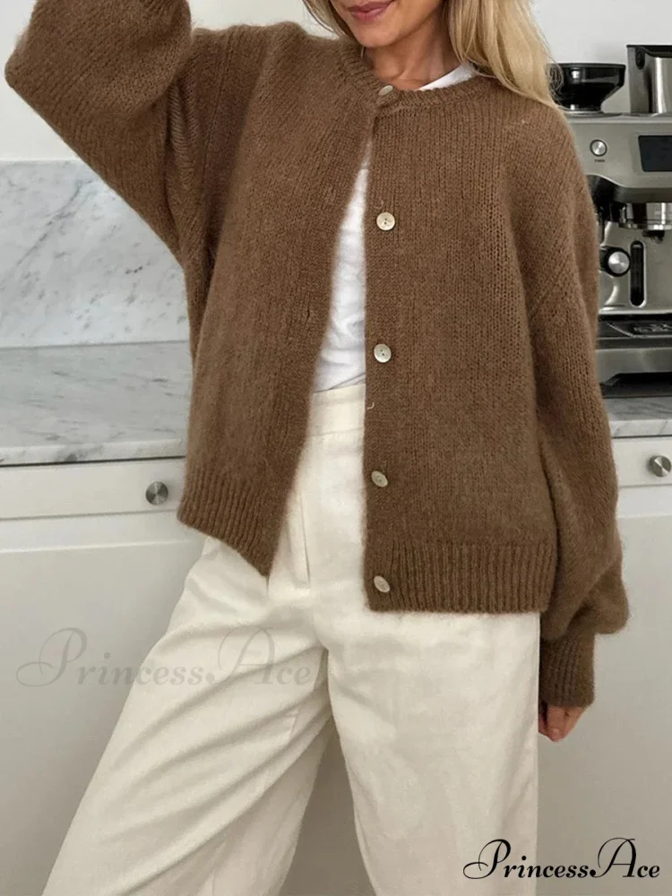 Soft Button-Up Long Sleeve Knit Cardigan - Image 10