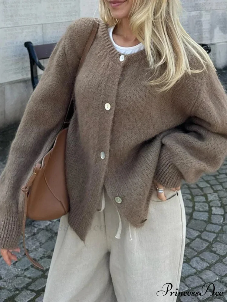 Soft Button-Up Long Sleeve Knit Cardigan - Image 2