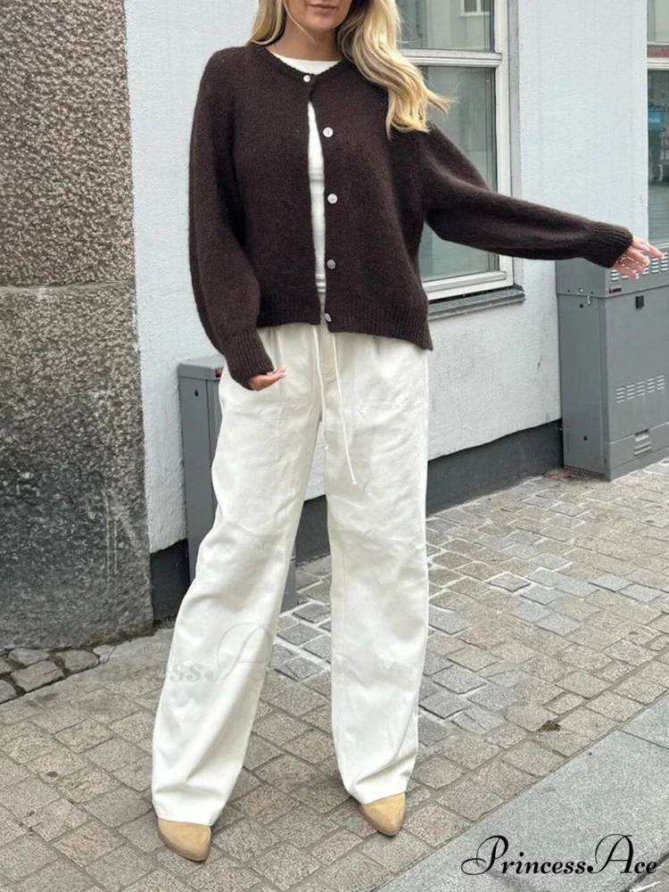Soft Button-Up Long Sleeve Knit Cardigan - Image 3