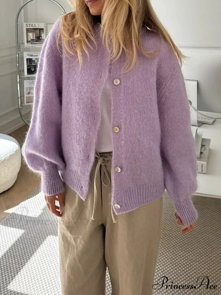 Soft Button-Up Long Sleeve Knit Cardigan - Image 4