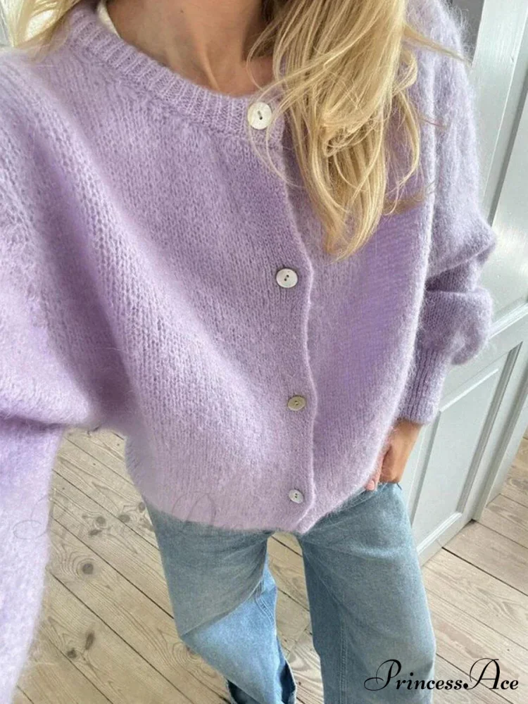 Soft Button-Up Long Sleeve Knit Cardigan - Image 5