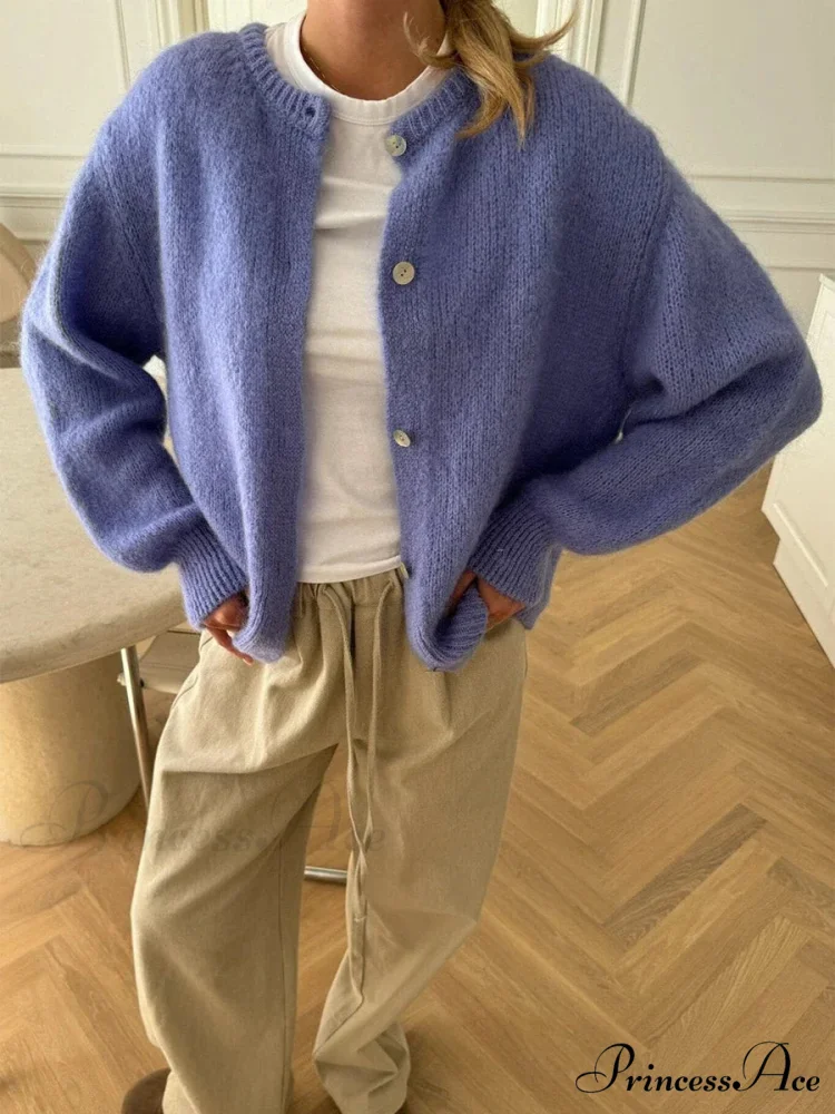 Soft Button-Up Long Sleeve Knit Cardigan - Image 6