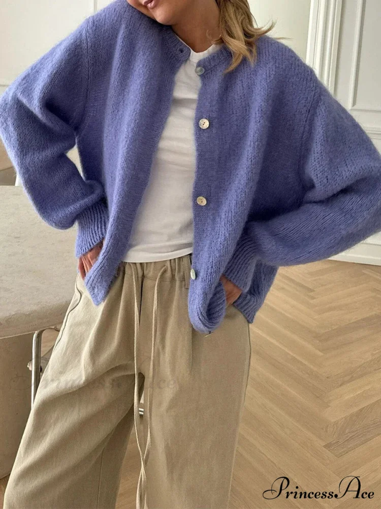 Soft Button-Up Long Sleeve Knit Cardigan - Image 7