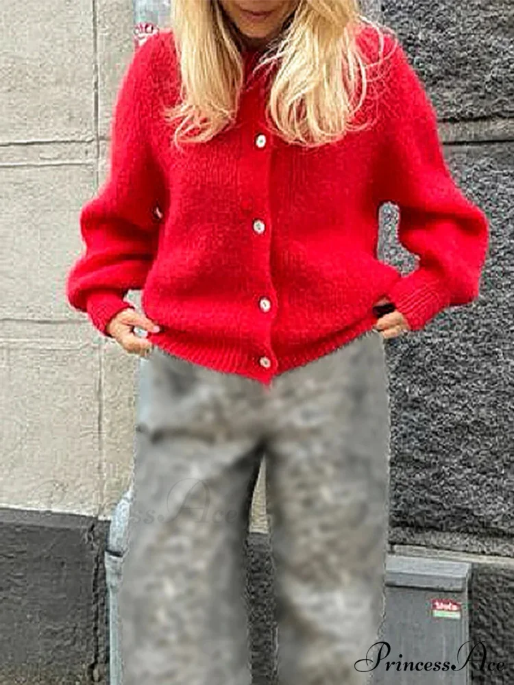 Soft Button-Up Long Sleeve Knit Cardigan - Image 8