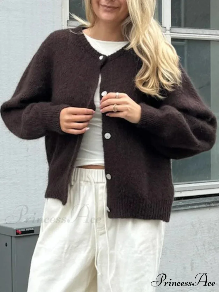 Soft Button-Up Long Sleeve Knit Cardigan - Image 9