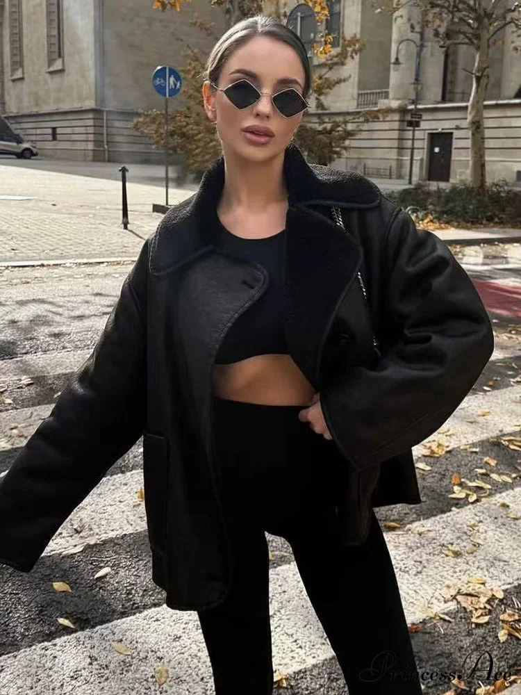 Soft Faux Leather Single-Breasted Overcoat - Image 2