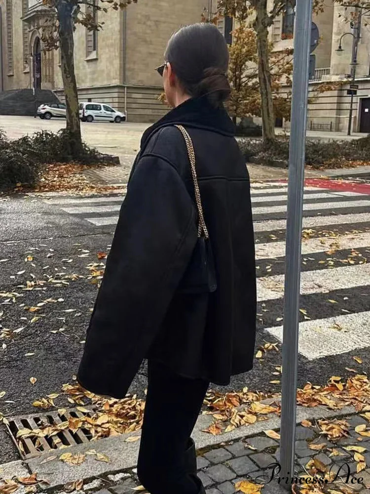 Soft Faux Leather Single-Breasted Overcoat - Image 3