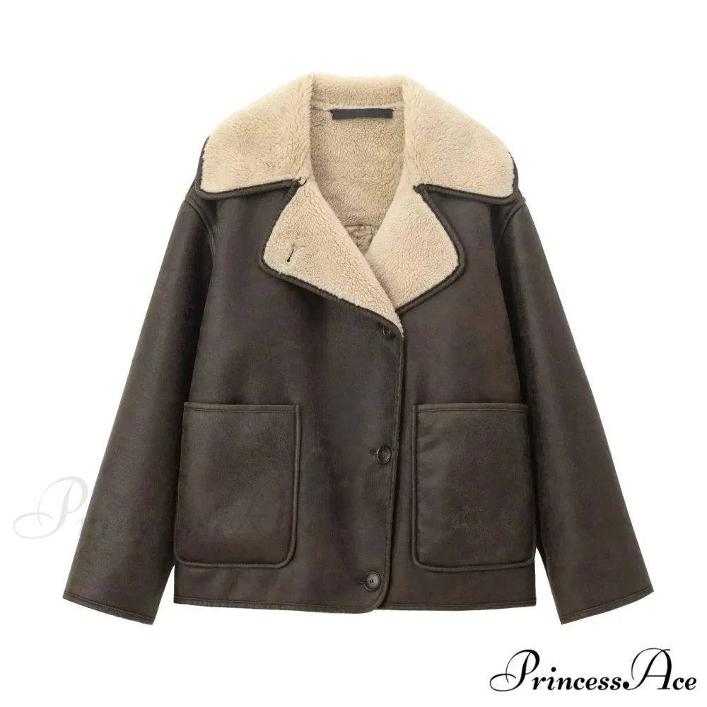 Soft Faux Leather Single-Breasted Overcoat - Image 4