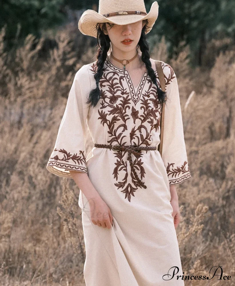 Soft Linen Flowery Bohemian Dress - Image 2