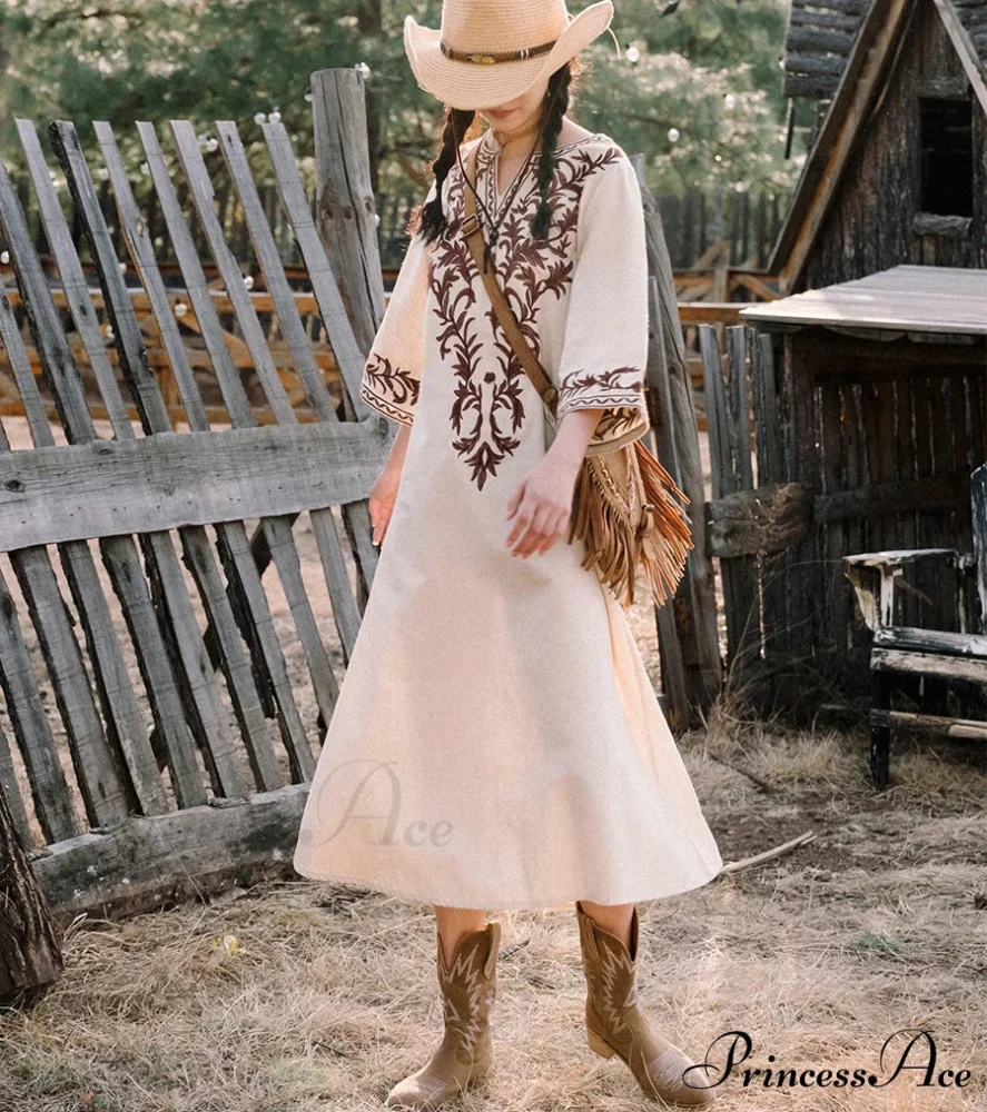 Soft Linen Flowery Bohemian Dress - Image 3