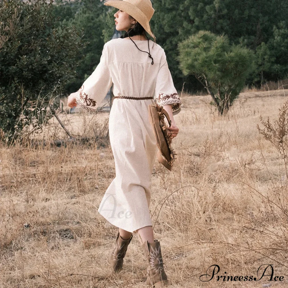 Soft Linen Flowery Bohemian Dress - Image 4