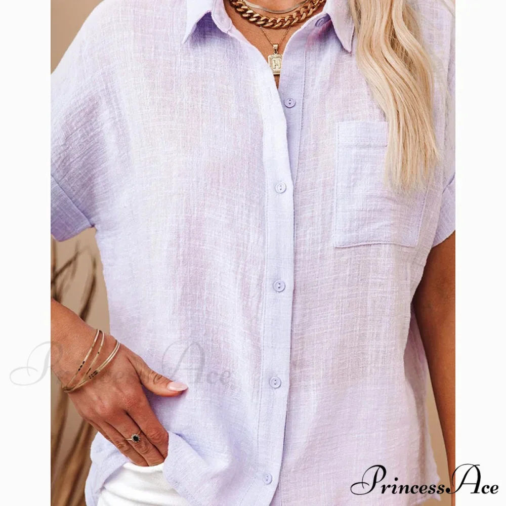 Soft Linen Informal Short Sleeve Stylish Blouse - Image 2