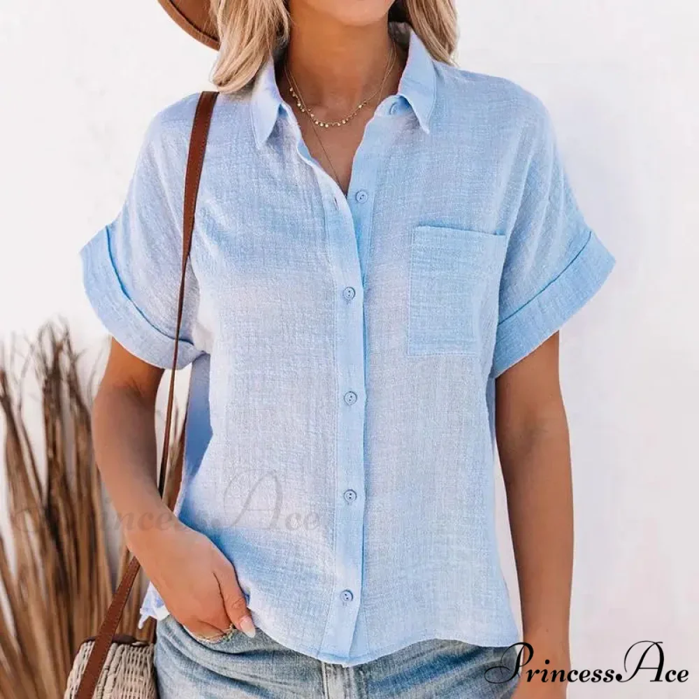 Soft Linen Informal Short Sleeve Stylish Blouse - Image 3