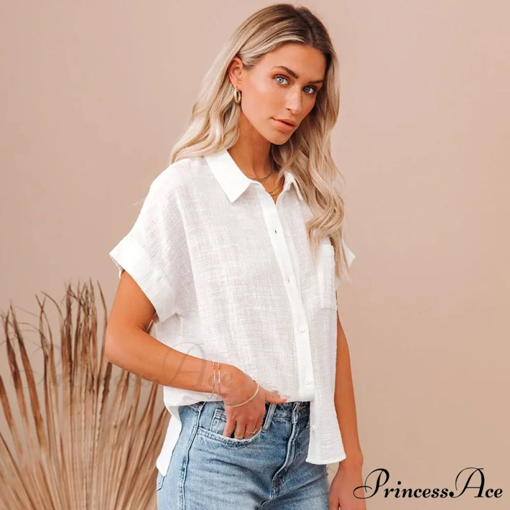 Soft Linen Informal Short Sleeve Stylish Blouse - Image 8