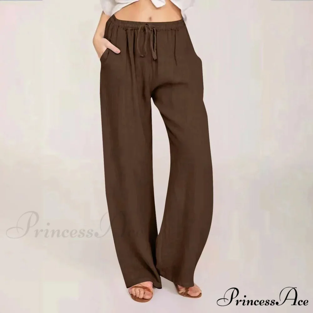 Soft Linen Palazzo Wide Leg Trousers - Image 3