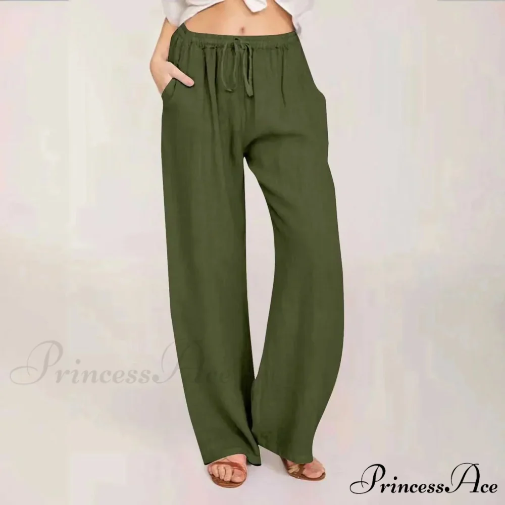 Soft Linen Palazzo Wide Leg Trousers - Image 4