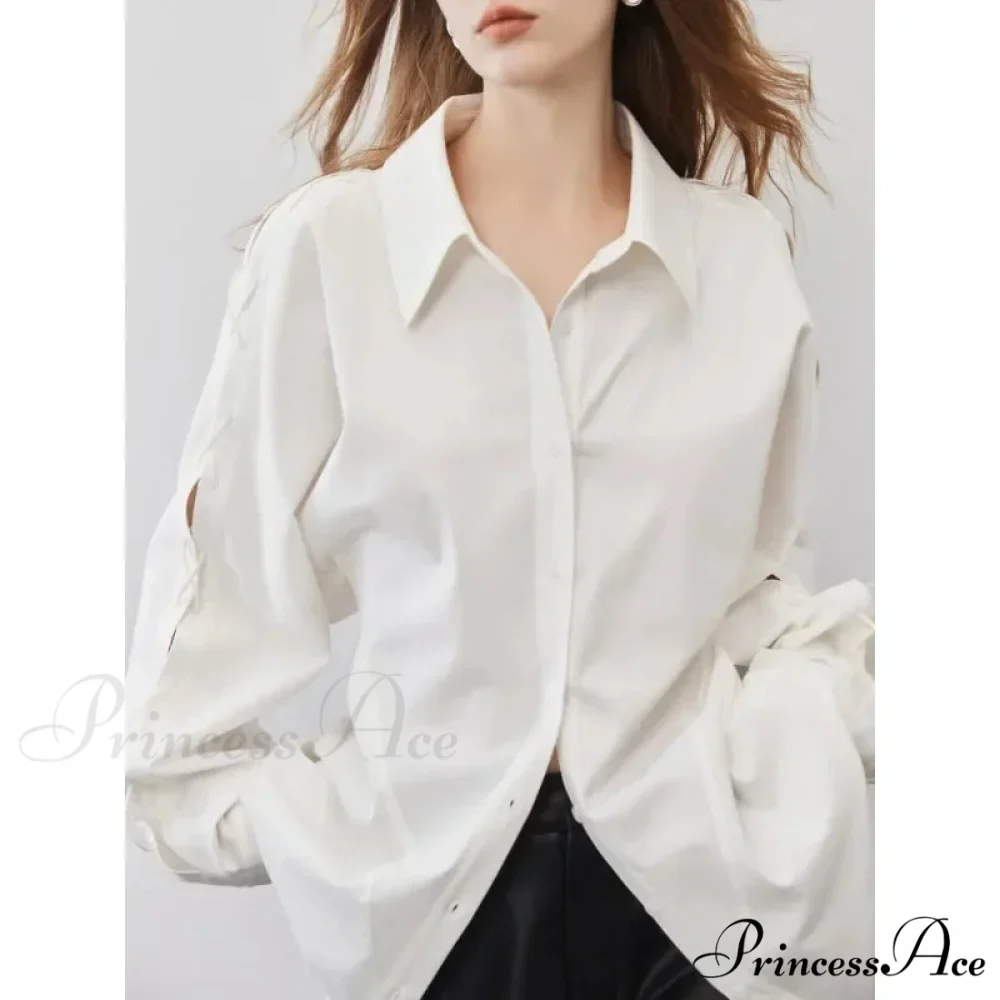 Soft Long Sleeve Button Up Informal Workplace Blouse - Image 2