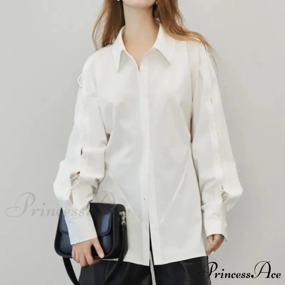 Soft Long Sleeve Button Up Informal Workplace Blouse - Image 3