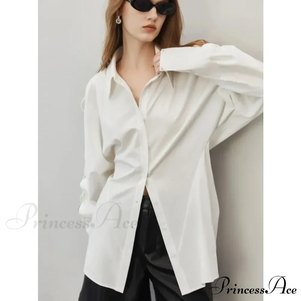 Soft Long Sleeve Button Up Informal Workplace Blouse - Image 4