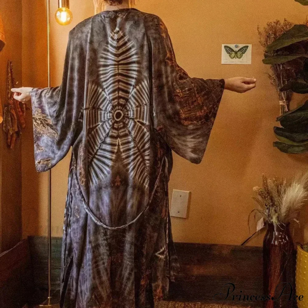 Soft Rayon Floral Patterned Bohemian Long Beach Cover up - Image 2