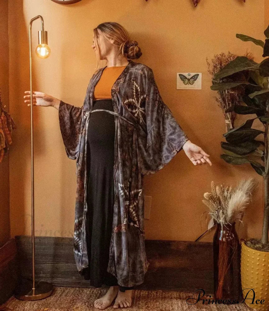 Soft Rayon Floral Patterned Bohemian Long Beach Cover up - Image 5