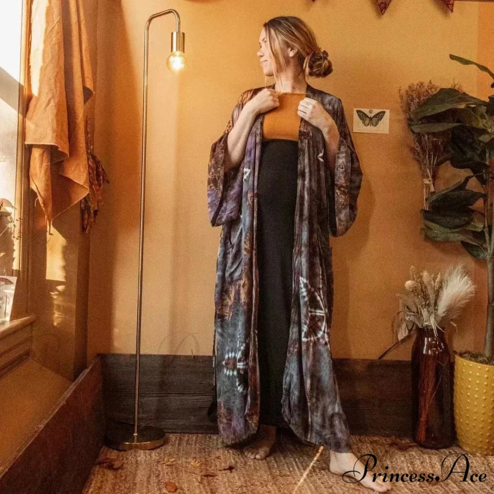 Soft Rayon Floral Patterned Bohemian Long Beach Cover up - Image 6