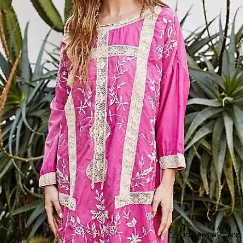 Soft Rayon Long Sleeve Bohemian Dress - Image 3