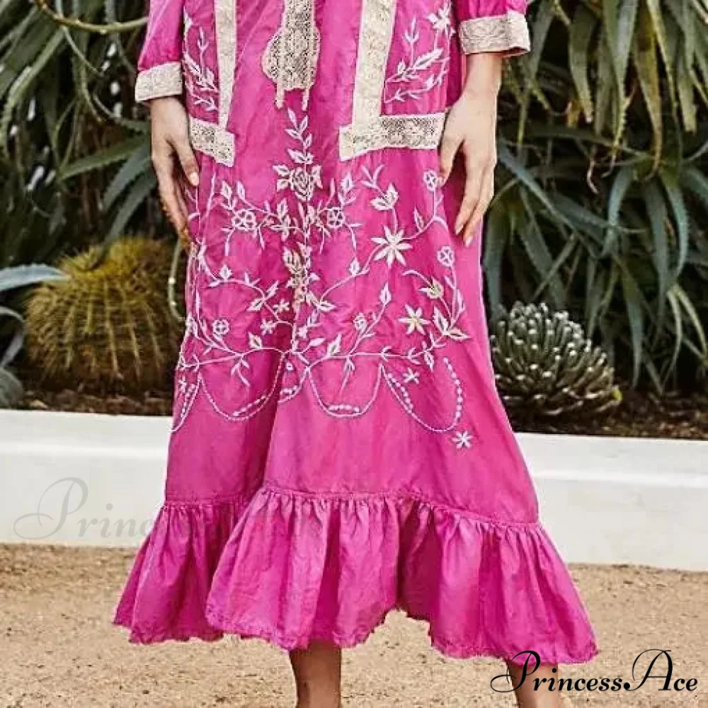 Soft Rayon Long Sleeve Bohemian Dress - Image 4