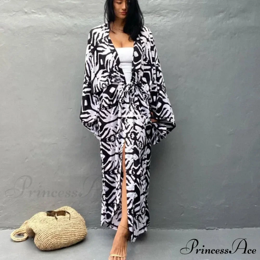 Soft Rayon Patterned Self Tied Long Bohemian Wrap - Image 5
