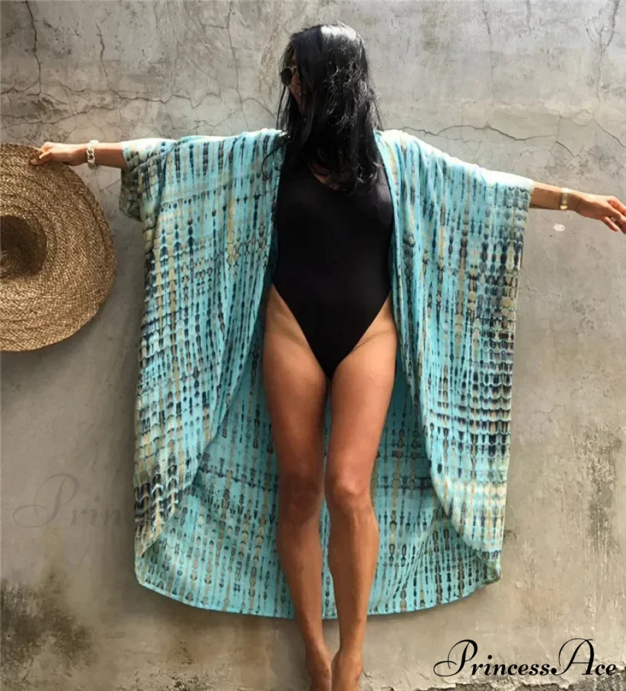 Soft Rayon Striped Pattern Cardigan Boho Beach Cover up - Image 14