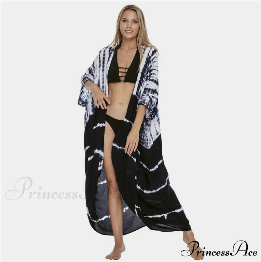 Soft Rayon Striped Pattern Cardigan Boho Beach Cover up - Image 17