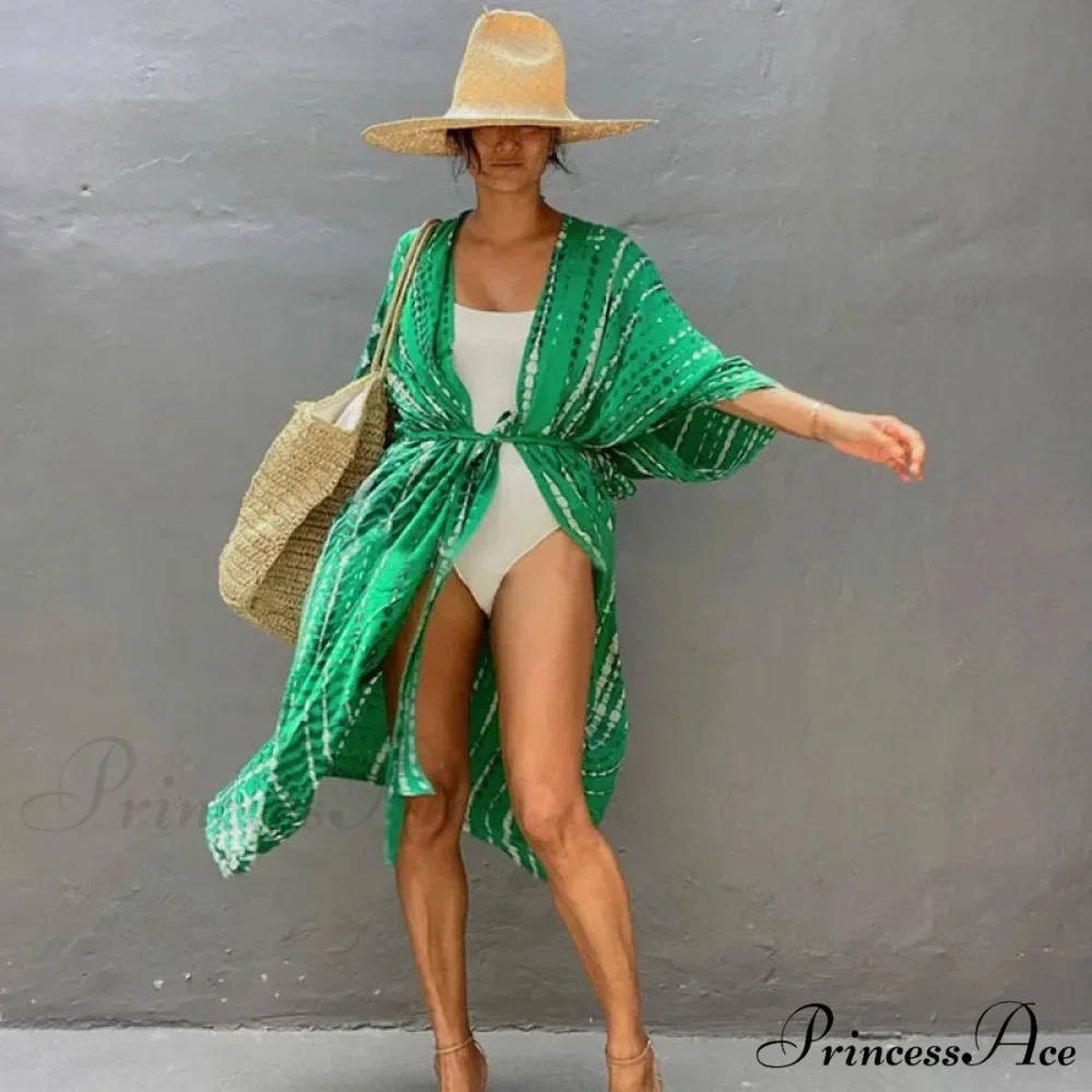 Soft Rayon Striped Pattern Cardigan Boho Beach Cover up - Image 7