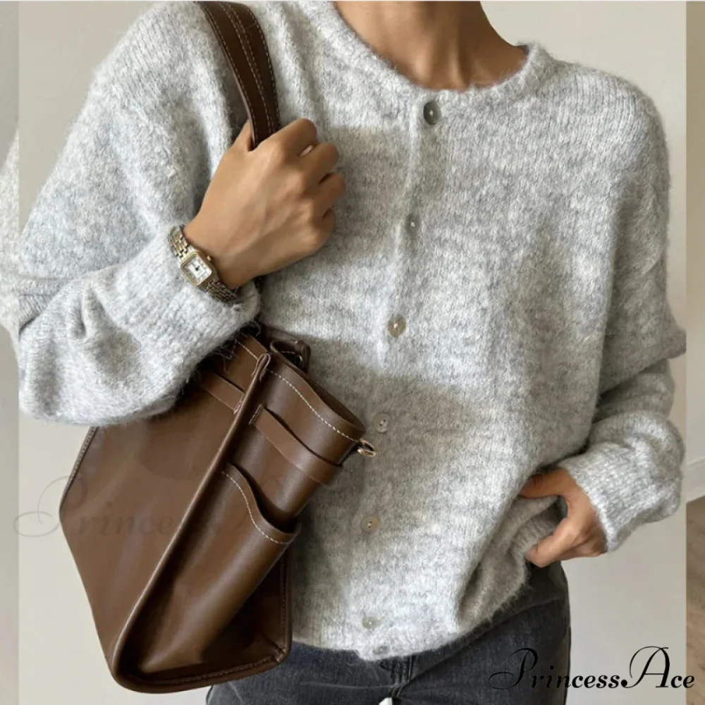 Soft Single-breasted Knit Cardigan - Image 6