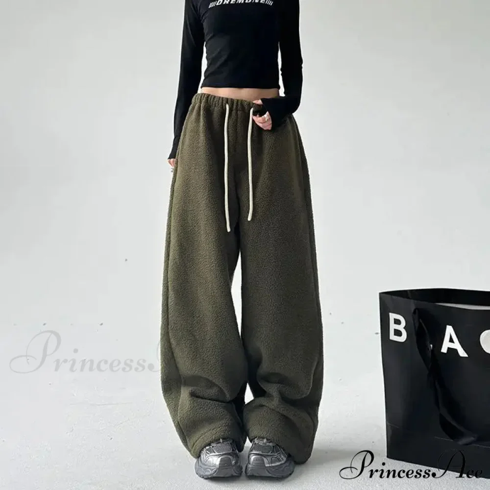 Soft Thicken Wool Wide Leg Trousers - Image 2