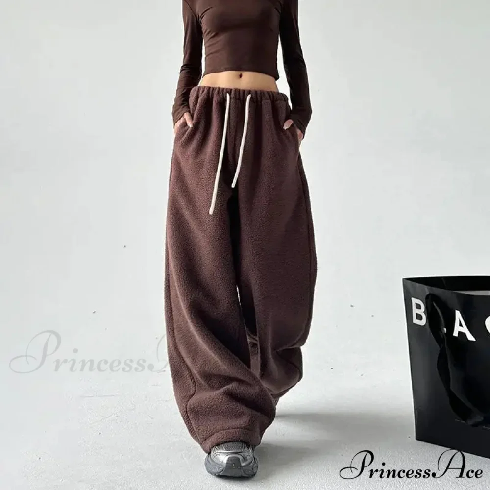Soft Thicken Wool Wide Leg Trousers - Image 3