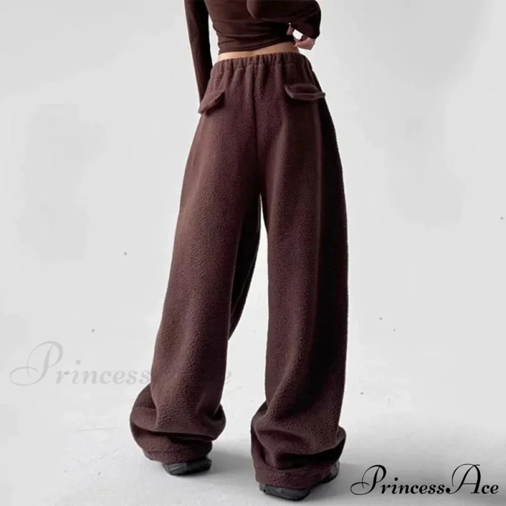 Soft Thicken Wool Wide Leg Trousers - Image 4