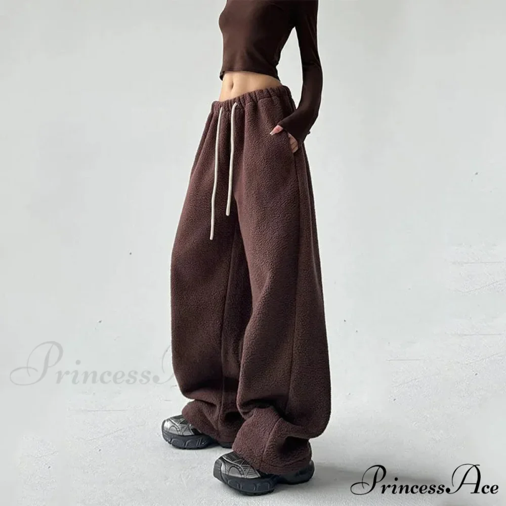 Soft Thicken Wool Wide Leg Trousers - Image 6