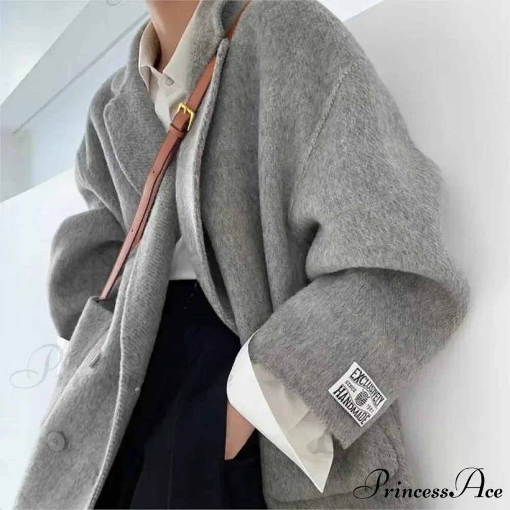 Soft Turn-Down Woolen Overcoat - Image 2