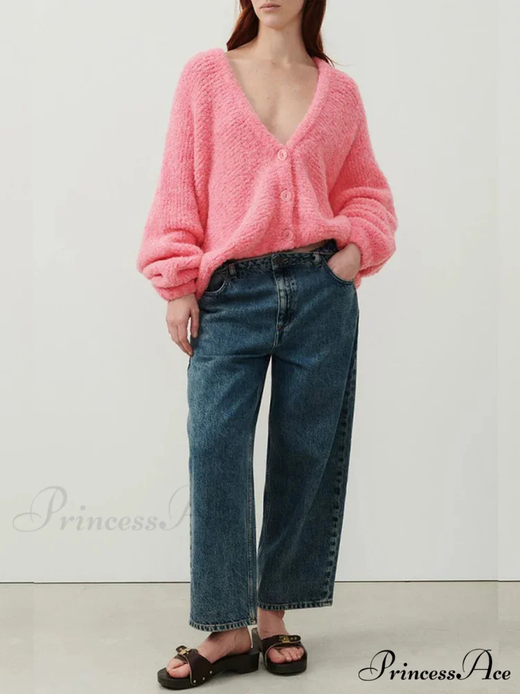 Soft V-Neck Button-Front Knit Cardigan - Image 10