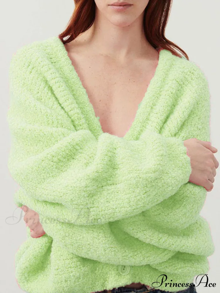 Soft V-Neck Button-Front Knit Cardigan - Image 11