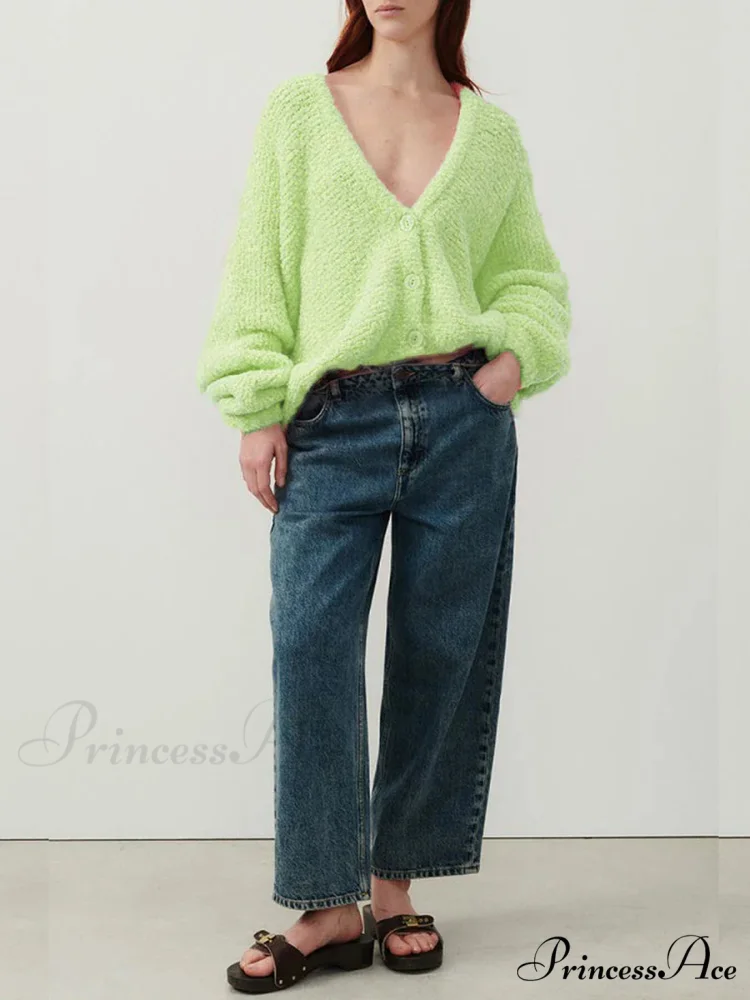 Soft V-Neck Button-Front Knit Cardigan - Image 4
