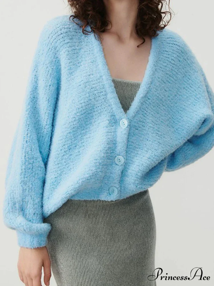Soft V-Neck Button-Front Knit Cardigan - Image 7