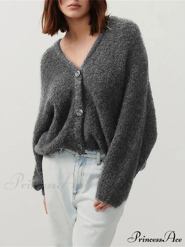 Soft V-Neck Button-Front Knit Cardigan - Image 8