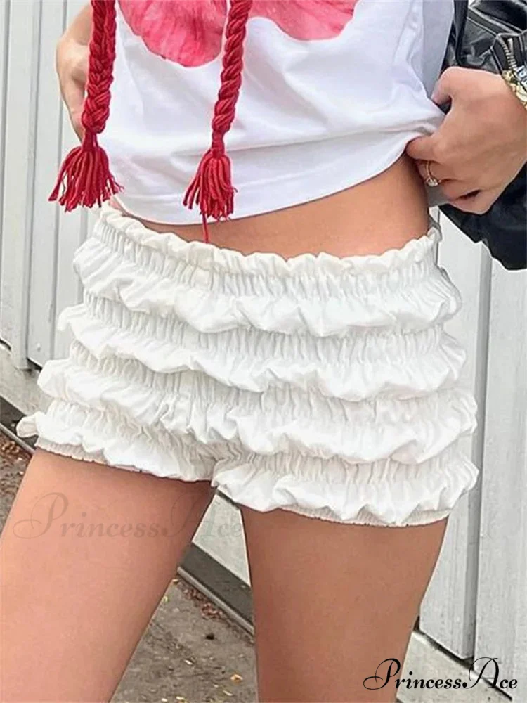 Solid Gathered Stretchy Waist Short - Image 2