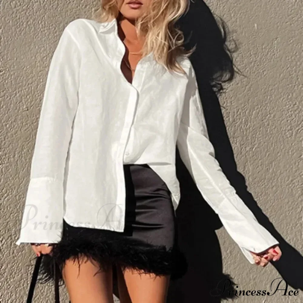 Solid Loose Casual Office Blouse - Image 2