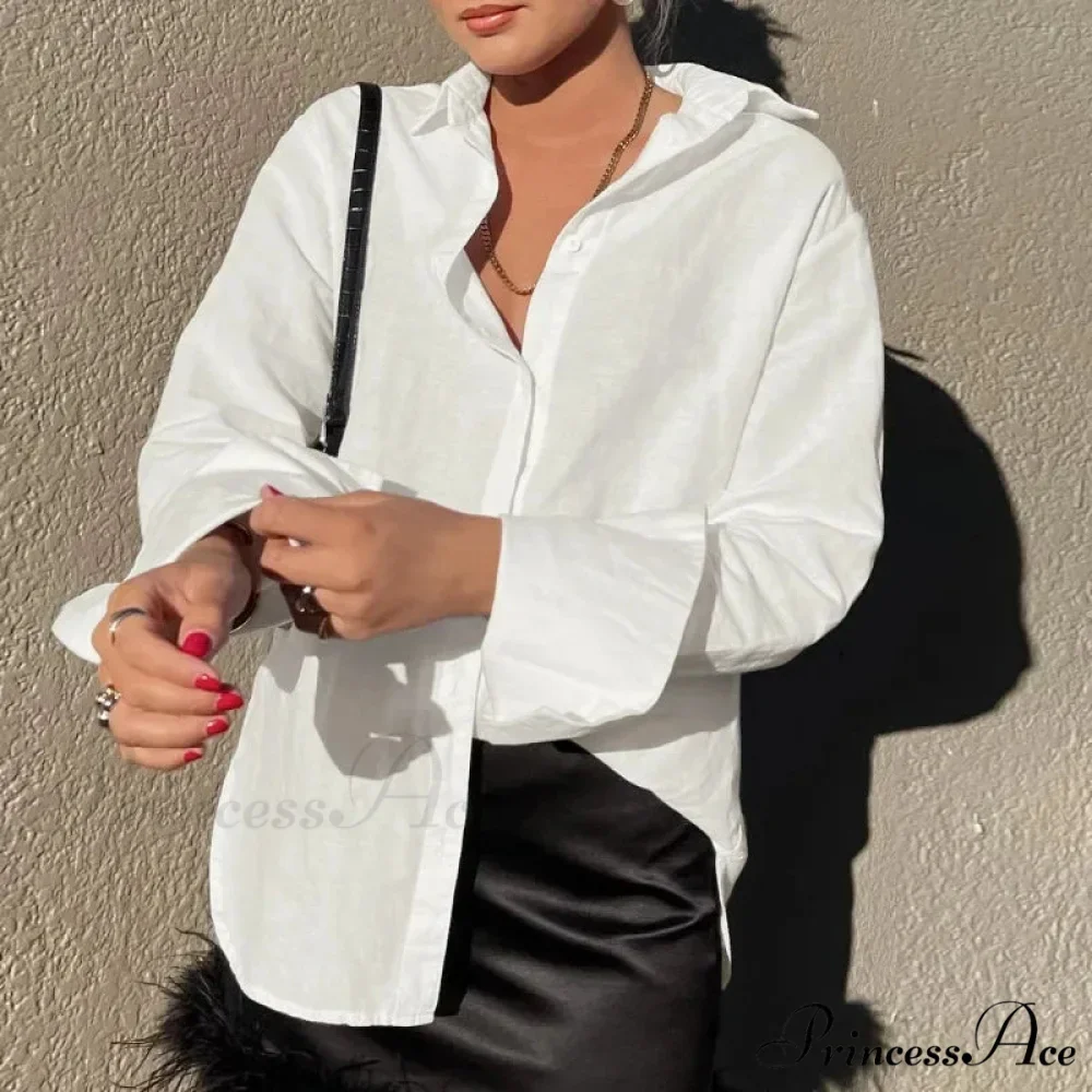 Solid Loose Casual Office Blouse - Image 3