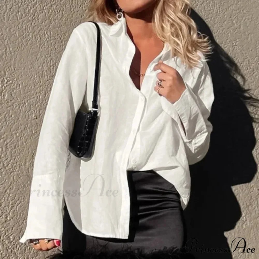 Solid Loose Casual Office Blouse - Image 4