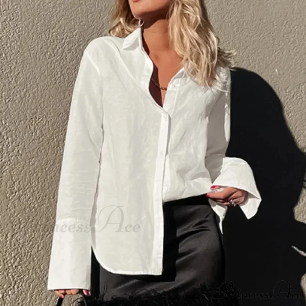 Solid Loose Casual Office Blouse - Image 5