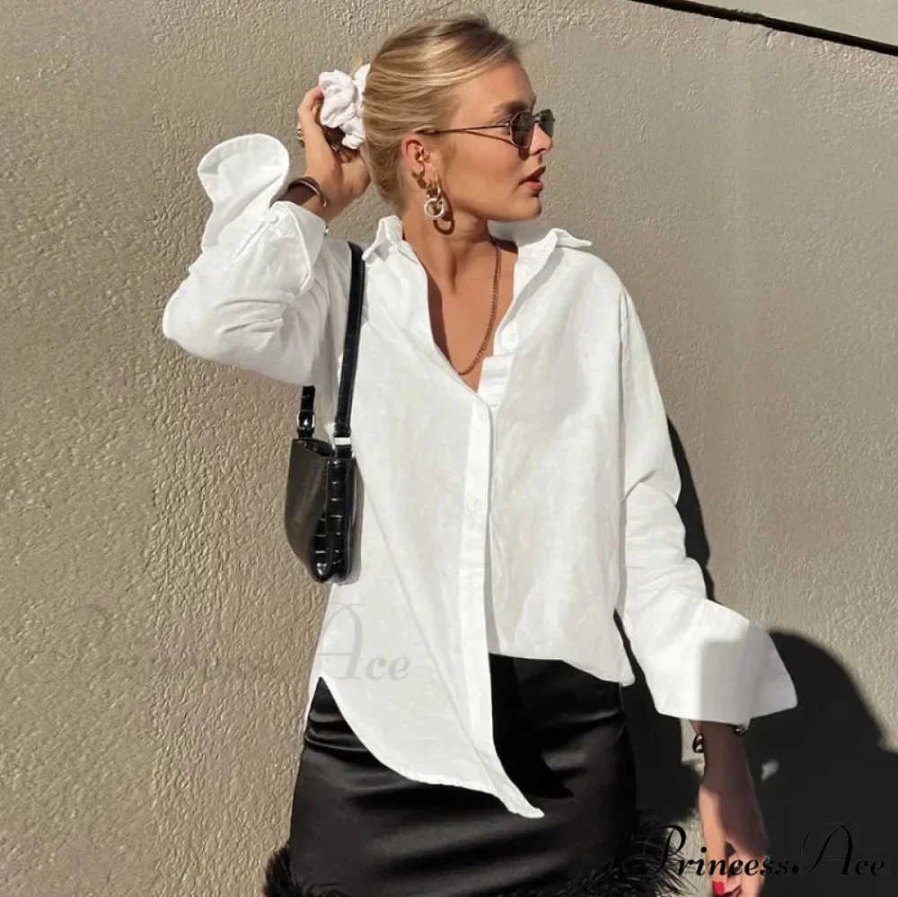 Solid Loose Casual Office Blouse - Image 6