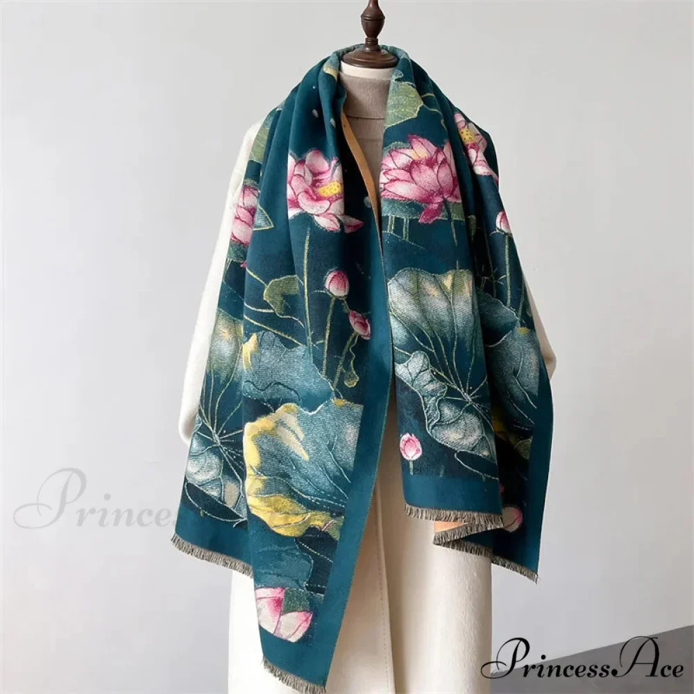 Sophisticated Flower Pashmina Winter Cashmere Scarf - Image 10